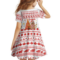 Canada Christmas Family Matching Tank Maxi Dress and Hawaiian Shirt with Beaver Maple Tree Ice Wine Pie and Red White Knit Pattern Design - Wonder Print Shop