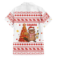 Canada Christmas Family Matching Tank Maxi Dress and Hawaiian Shirt with Beaver Maple Tree Ice Wine Pie and Red White Knit Pattern Design - Wonder Print Shop