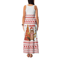 Canada Christmas Family Matching Tank Maxi Dress and Hawaiian Shirt with Beaver Maple Tree Ice Wine Pie and Red White Knit Pattern Design - Wonder Print Shop