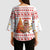 Canada Christmas Kimono Sleeve Blouse with Beaver Maple Tree Ice Wine Pie and Red White Knit Pattern Design - Wonder Print Shop