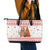 Canada Christmas Leather Tote Bag with Beaver Maple Tree Ice Wine Pie and Red White Knit Pattern Design - Wonder Print Shop