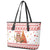 Canada Christmas Leather Tote Bag with Beaver Maple Tree Ice Wine Pie and Red White Knit Pattern Design - Wonder Print Shop