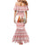 Canada Christmas Mermaid Dress with Beaver Maple Tree Ice Wine Pie and Red White Knit Pattern Design - Wonder Print Shop