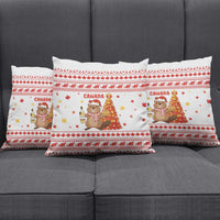 Canada Christmas Pillow Cover with Beaver Maple Tree Ice Wine Pie and Red White Knit Pattern Design - Wonder Print Shop