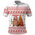Canada Christmas Polo Shirt with Beaver Maple Tree Ice Wine Pie and Red White Knit Pattern Design - Wonder Print Shop
