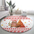 Canada Christmas Round Carpet with Beaver Maple Tree Ice Wine Pie and Red White Knit Pattern Design - Wonder Print Shop
