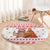 Canada Christmas Round Carpet with Beaver Maple Tree Ice Wine Pie and Red White Knit Pattern Design - Wonder Print Shop