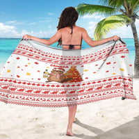 Canada Christmas Sarong with Beaver Maple Tree Ice Wine Pie and Red White Knit Pattern Design - Wonder Print Shop