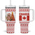 Canada Christmas Tumbler With Handle with Beaver Maple Tree Ice Wine Pie and Red White Knit Pattern Design - Wonder Print Shop