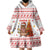 Canada Christmas Wearable Blanket Hoodie with Beaver Maple Tree Ice Wine Pie and Red White Knit Pattern Design - Wonder Print Shop