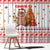 Canada Christmas Window Curtain with Beaver Maple Tree Ice Wine Pie and Red White Knit Pattern Design - Wonder Print Shop