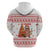 Canada Christmas Zip Hoodie with Beaver Maple Tree Ice Wine Pie and Red White Knit Pattern Design - Wonder Print Shop