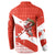 Canada Christmas Button Sweatshirt with Santa Playing Hockey Maple Leaf Flag and Red White Knit Pattern Design - Wonder Print Shop