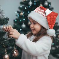 Canada Christmas Santa Hat with Santa Playing Hockey Maple Leaf Flag and Red White Knit Pattern Design - Wonder Print Shop