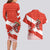Canada Christmas Couples Matching Long Sleeve Bodycon Dress and Hawaiian Shirt with Santa Playing Hockey Maple Leaf Flag and Red White Knit Pattern Design - Wonder Print Shop