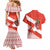Canada Christmas Couples Matching Mermaid Dress and Hawaiian Shirt with Santa Playing Hockey Maple Leaf Flag and Red White Knit Pattern Design - Wonder Print Shop