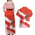 Canada Christmas Couples Matching Off Shoulder Maxi Dress and Hawaiian Shirt with Santa Playing Hockey Maple Leaf Flag and Red White Knit Pattern Design - Wonder Print Shop