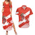 Canada Christmas Couples Matching Summer Maxi Dress and Hawaiian Shirt with Santa Playing Hockey Maple Leaf Flag and Red White Knit Pattern Design - Wonder Print Shop