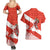 Canada Christmas Couples Matching Summer Maxi Dress and Hawaiian Shirt with Santa Playing Hockey Maple Leaf Flag and Red White Knit Pattern Design - Wonder Print Shop