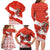 Canada Christmas Family Matching Long Sleeve Bodycon Dress and Hawaiian Shirt with Santa Playing Hockey Maple Leaf Flag and Red White Knit Pattern Design - Wonder Print Shop