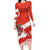 Canada Christmas Family Matching Long Sleeve Bodycon Dress and Hawaiian Shirt with Santa Playing Hockey Maple Leaf Flag and Red White Knit Pattern Design - Wonder Print Shop