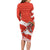 Canada Christmas Family Matching Long Sleeve Bodycon Dress and Hawaiian Shirt with Santa Playing Hockey Maple Leaf Flag and Red White Knit Pattern Design - Wonder Print Shop