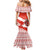 Canada Christmas Family Matching Mermaid Dress and Hawaiian Shirt with Santa Playing Hockey Maple Leaf Flag and Red White Knit Pattern Design - Wonder Print Shop