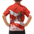 Canada Christmas Family Matching Off Shoulder Maxi Dress and Hawaiian Shirt with Santa Playing Hockey Maple Leaf Flag and Red White Knit Pattern Design - Wonder Print Shop