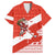Canada Christmas Family Matching Off Shoulder Maxi Dress and Hawaiian Shirt with Santa Playing Hockey Maple Leaf Flag and Red White Knit Pattern Design - Wonder Print Shop