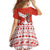 Canada Christmas Family Matching Short Sleeve Bodycon Dress and Hawaiian Shirt with Santa Playing Hockey Maple Leaf Flag and Red White Knit Pattern Design - Wonder Print Shop