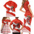 Canada Christmas Family Matching Short Sleeve Bodycon Dress and Hawaiian Shirt with Santa Playing Hockey Maple Leaf Flag and Red White Knit Pattern Design - Wonder Print Shop
