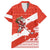 Canada Christmas Family Matching Short Sleeve Bodycon Dress and Hawaiian Shirt with Santa Playing Hockey Maple Leaf Flag and Red White Knit Pattern Design - Wonder Print Shop