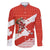 Canada Christmas Family Matching Short Sleeve Bodycon Dress and Hawaiian Shirt with Santa Playing Hockey Maple Leaf Flag and Red White Knit Pattern Design - Wonder Print Shop