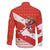 Canada Christmas Family Matching Short Sleeve Bodycon Dress and Hawaiian Shirt with Santa Playing Hockey Maple Leaf Flag and Red White Knit Pattern Design - Wonder Print Shop