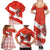 Canada Christmas Family Matching Summer Maxi Dress and Hawaiian Shirt with Santa Playing Hockey Maple Leaf Flag and Red White Knit Pattern Design - Wonder Print Shop