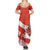 Canada Christmas Family Matching Summer Maxi Dress and Hawaiian Shirt with Santa Playing Hockey Maple Leaf Flag and Red White Knit Pattern Design - Wonder Print Shop