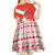 Canada Christmas Kid Short Sleeve Dress with Santa Playing Hockey Maple Leaf Flag and Red White Knit Pattern Design - Wonder Print Shop