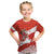 Canada Christmas Kid T Shirt with Santa Playing Hockey Maple Leaf Flag and Red White Knit Pattern Design - Wonder Print Shop