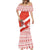 Canada Christmas Mermaid Dress with Santa Playing Hockey Maple Leaf Flag and Red White Knit Pattern Design - Wonder Print Shop