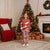 Canada Christmas Pajama Set with Santa Playing Hockey Maple Leaf Flag and Red White Knit Pattern Design - Wonder Print Shop