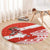 Canada Christmas Round Carpet with Santa Playing Hockey Maple Leaf Flag and Red White Knit Pattern Design - Wonder Print Shop