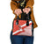 Canada Christmas Shoulder Handbag with Santa Playing Hockey Maple Leaf Flag and Red White Knit Pattern Design - Wonder Print Shop