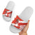Canada Christmas Slide Sandals with Santa Playing Hockey Maple Leaf Flag and Red White Knit Pattern Design - Wonder Print Shop