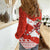 Canada Christmas Women Casual Shirt with Santa Playing Hockey Maple Leaf Flag and Red White Knit Pattern Design - Wonder Print Shop