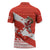 Canada Christmas Zipper Polo Shirt with Santa Playing Hockey Maple Leaf Flag and Red White Knit Pattern Design - Wonder Print Shop