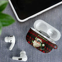 Viking Christmas AirPods Case with Santa Warrior Axe Nordic Symbols Red Green Black Knit Pattern Design - Wonder Print Shop