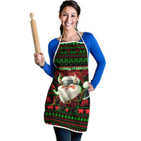 Viking Christmas Apron with Santa Warrior Axe Nordic Symbols Red Green Black Knit Pattern Design - Wonder Print Shop