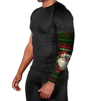 Viking Christmas Arm Sleeves with Santa Warrior Axe Nordic Symbols Red Green Black Knit Pattern Design - Wonder Print Shop