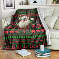Viking Christmas Blanket with Santa Warrior Axe Nordic Symbols Red Green Black Knit Pattern Design - Wonder Print Shop