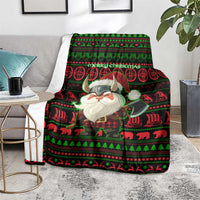 Viking Christmas Blanket with Santa Warrior Axe Nordic Symbols Red Green Black Knit Pattern Design - Wonder Print Shop